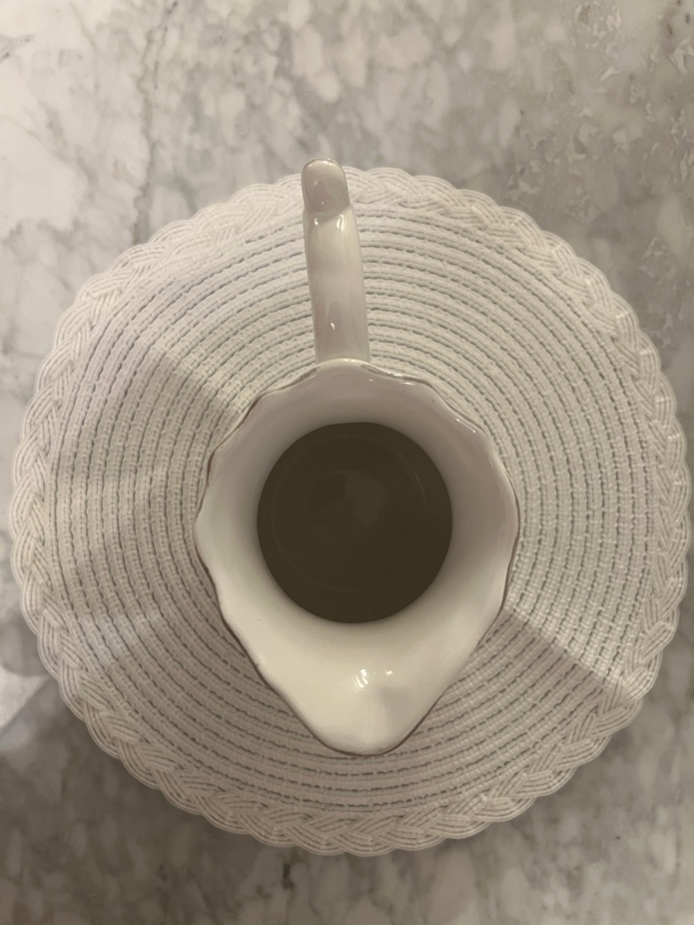 ANTHROPOLOGIE White “Fleur de Lys” Pitcher/Jug/Vase - Picture 3 of 4